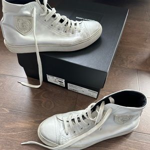 Saint Laurent Bedford High-Top Sneakers White Calfskin Leather